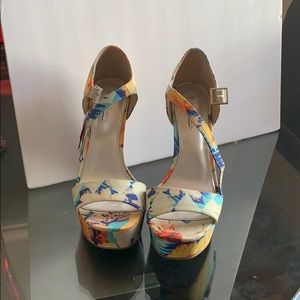 Multicolored Flower Pattern Heels